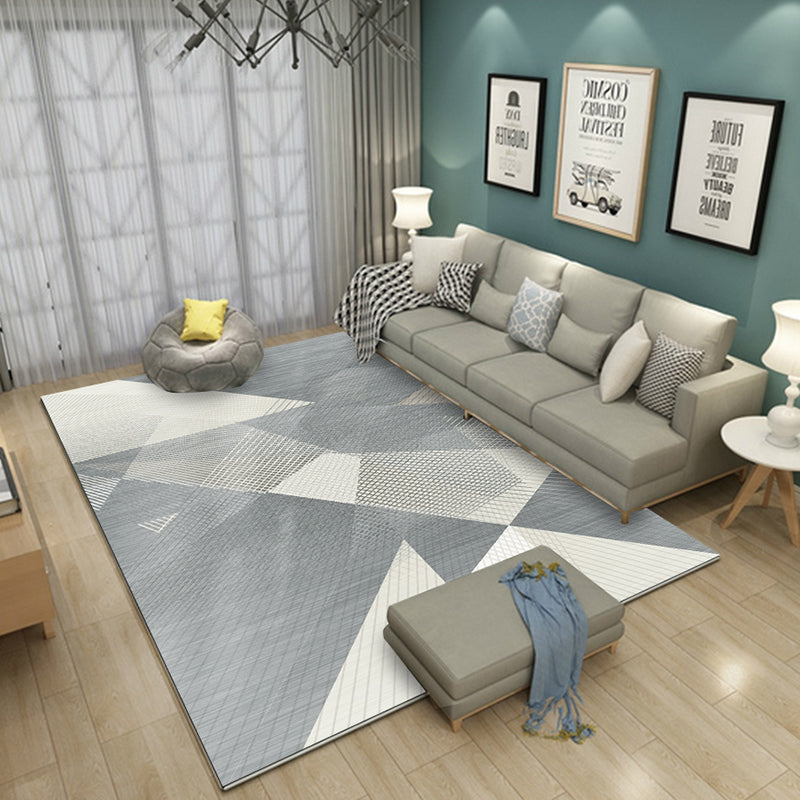Modern Geometric Carpet Leisure Contrast Panel Area Rug Polyester Carpet with Non-Slip Backing