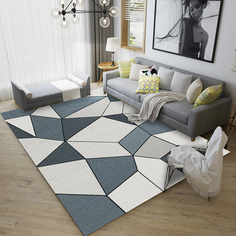 Modern Geometric Carpet Leisure Contrast Panel Area Rug Polyester Carpet with Non-Slip Backing