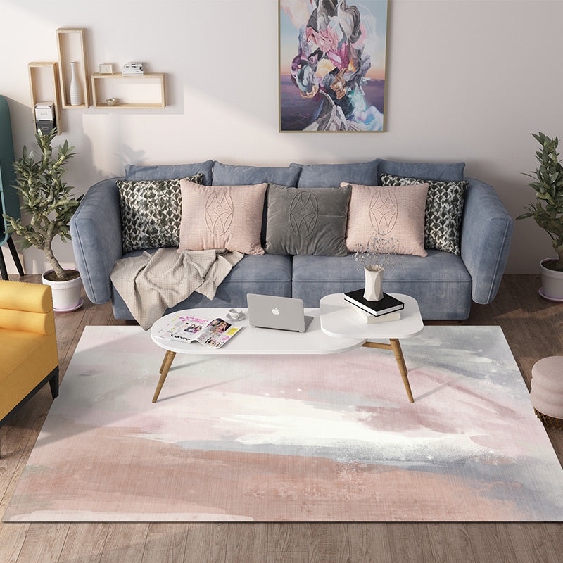 Modern Geometric Carpet Leisure Contrast Panel Area Rug Polyester Carpet with Non-Slip Backing