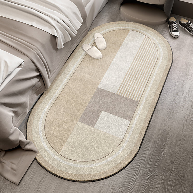 Beige Modern Area Rug Geometric Pattern Polyester Carpet Stain Resistant Rug for Bedroom