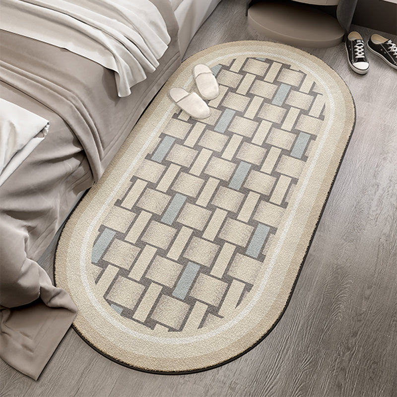 Beige Modern Area Rug Geometric Pattern Polyester Carpet Stain Resistant Rug for Bedroom