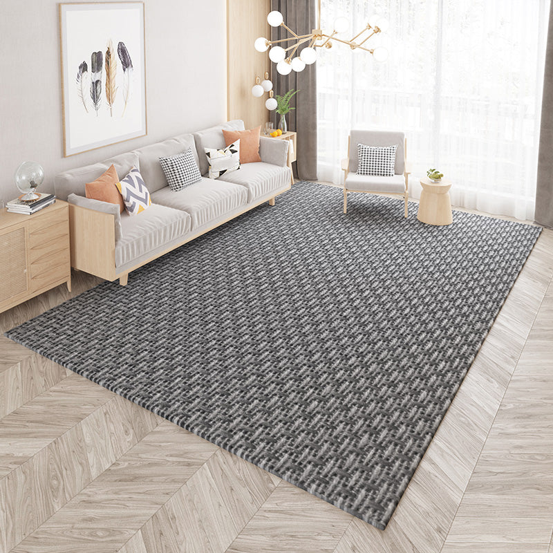 Modern Living Room Area Rug Plaid Pattern Polyester Area Carpet Non-Slip Backing Area Rug