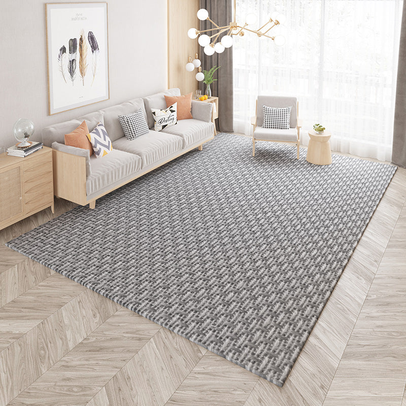 Modern Living Room Area Rug Plaid Pattern Polyester Area Carpet Non-Slip Backing Area Rug