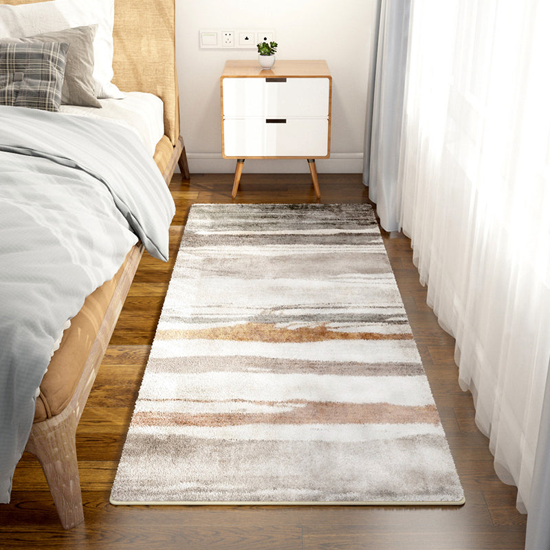 Grey Modern Carpet Geometric Pattern Polyester Area Rug Anti-Slip Area Rug for Bedroom