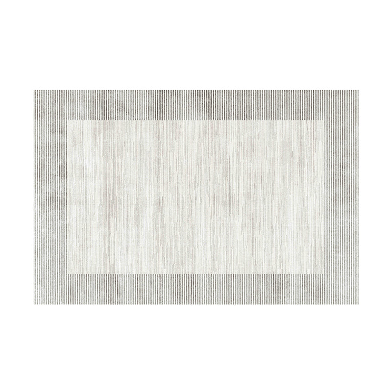 Grey Stripe Pattern Rug Modern Polyester Area Rug Easy Care Carpet for Living Room