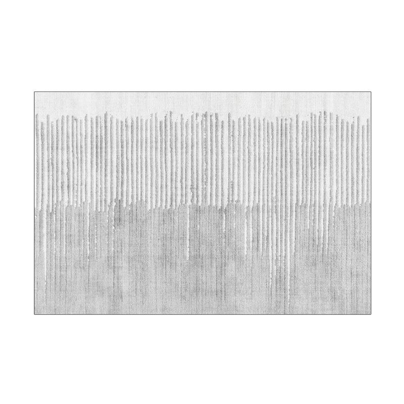 Grey Stripe Pattern Rug Modern Polyester Area Rug Easy Care Carpet for Living Room