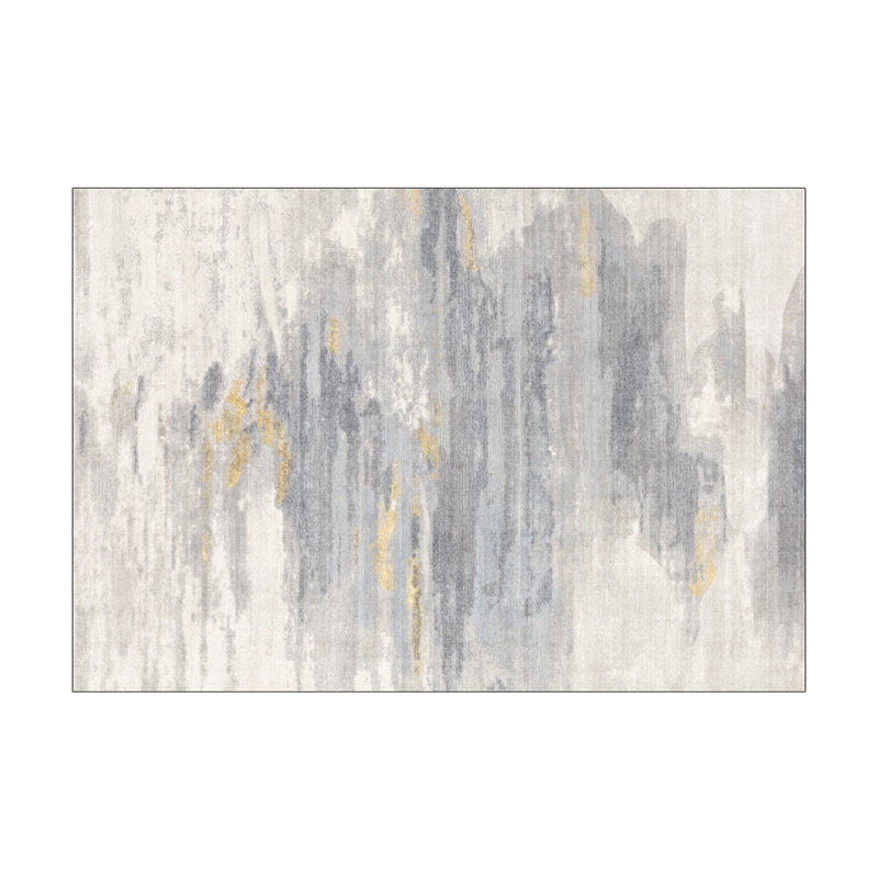 Grey Stripe Pattern Rug Modern Polyester Area Rug Easy Care Carpet for Living Room