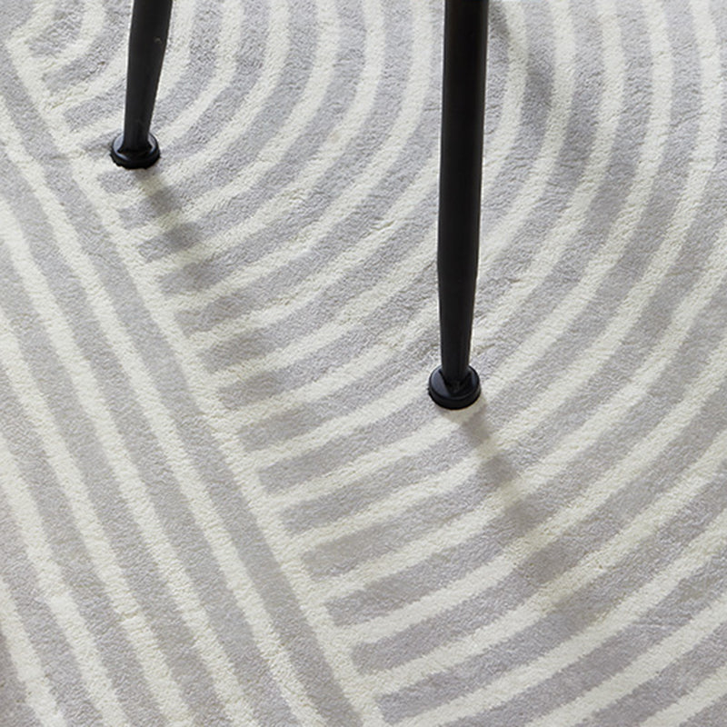Chic Grey Area Rug Stripe Print Polyester Area Carpet Anti-Slip Rug for Home Decor