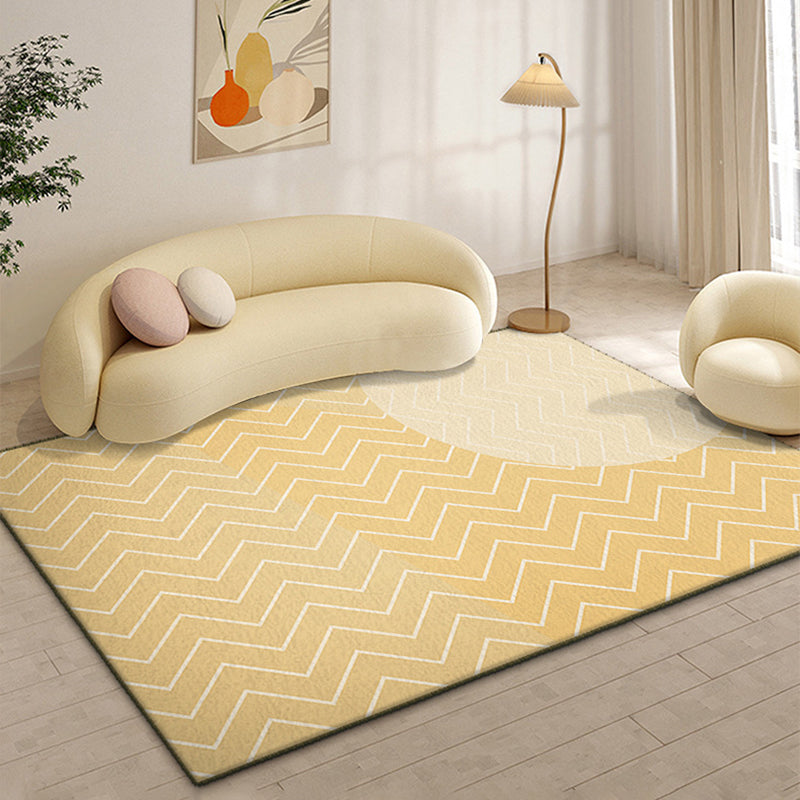 Modern Yellow Area Rug Geometric Print Polyester Carpet Anti-Slip Rug for Drawing Room