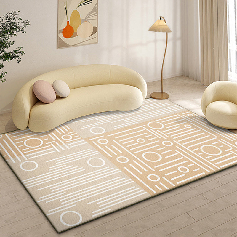 Modern Yellow Area Rug Geometric Print Polyester Carpet Anti-Slip Rug for Drawing Room