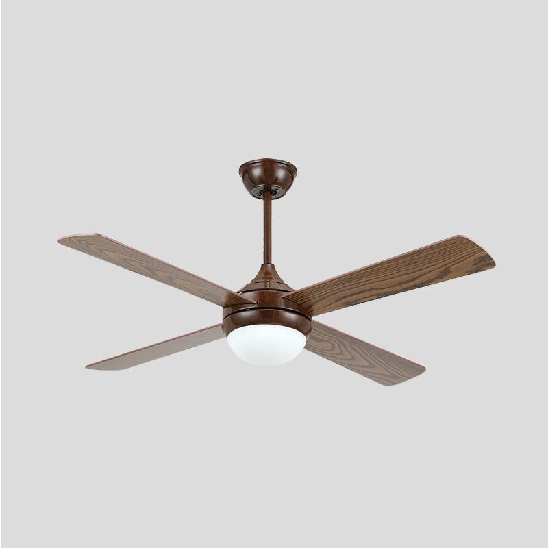 Brown LED Semi Flushmount Traditional Metallic Onion 4 Bois Breades Ventilateur de plafond pour le salon, 45 "de large