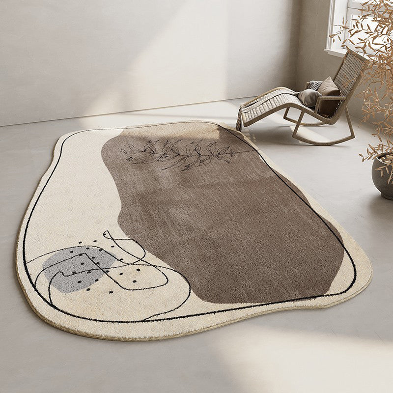 Fancy Modern Rug Color-Blocked Polyester Area Rug Non-Slip Backing Rug for Living Room