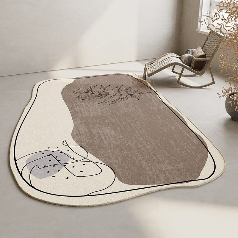 Fancy Modern Rug Color-Blocked Polyester Area Rug Non-Slip Backing Rug for Living Room