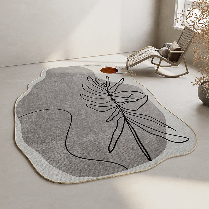 Fancy Modern Rug Color-Blocked Polyester Area Rug Non-Slip Backing Rug for Living Room