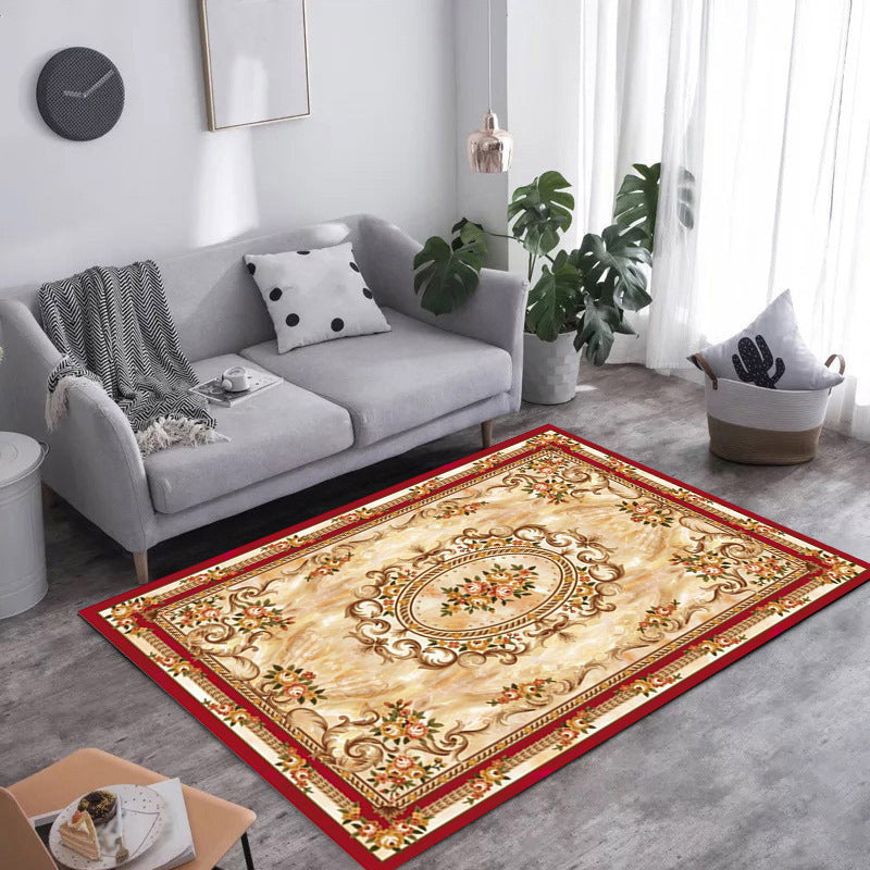 Antique Living Room Area Rug Medallion Print Polyester Area Carpet Easy Care Rug