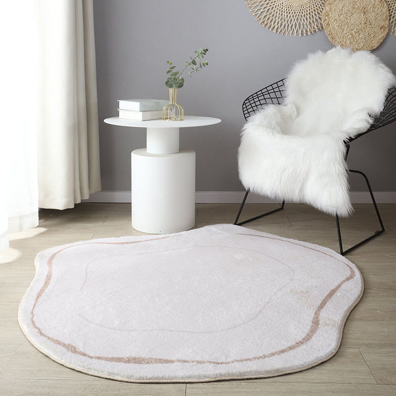 White Line Pattern Rug Polyester Modern Area Rug Stain Resistant Rug for Living Room