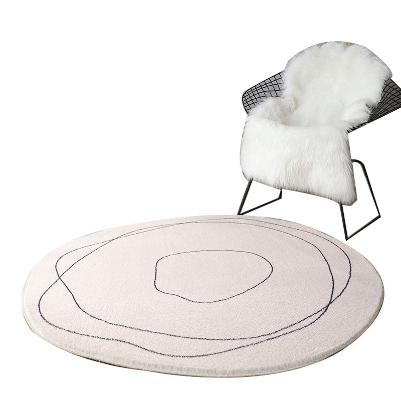 White Line Pattern Rug Polyester Modern Area Rug Stain Resistant Rug for Living Room