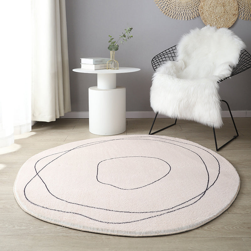 White Line Pattern Rug Polyester Modern Area Rug Stain Resistant Rug for Living Room