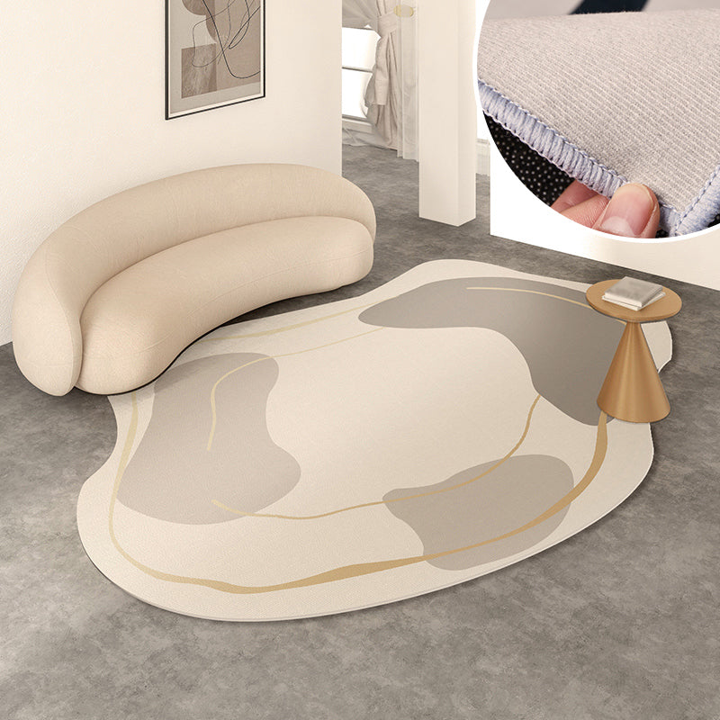 Modern Living Room Rug Color Block Polyester Area Carpet Non-Slip Backing Area Rug
