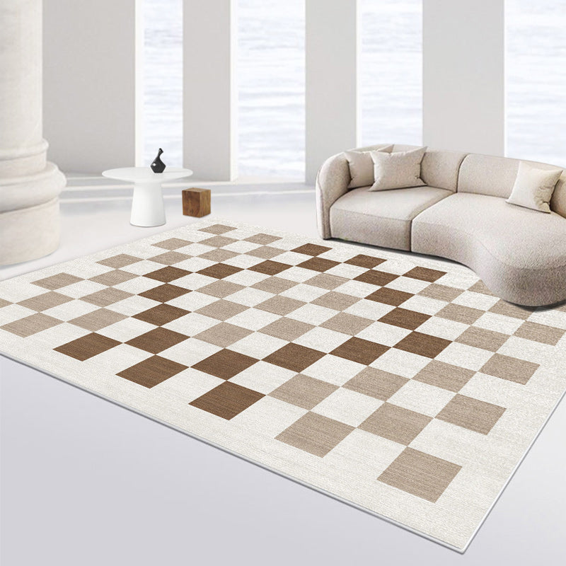 Stylish Modern Area Carpet Plaid Pattern Polyester Area Carpet Anti-Slip Area Rug for Home Decor