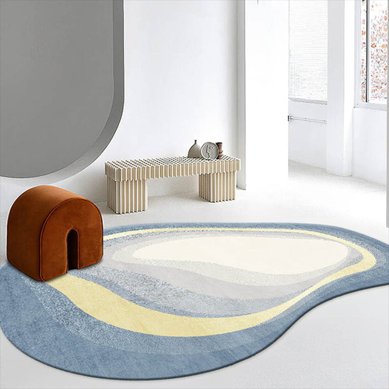 Fancy Modern Rug Blue Contrast Color Area Carpet Non-Slip Backing Area Rug for Drawing Room