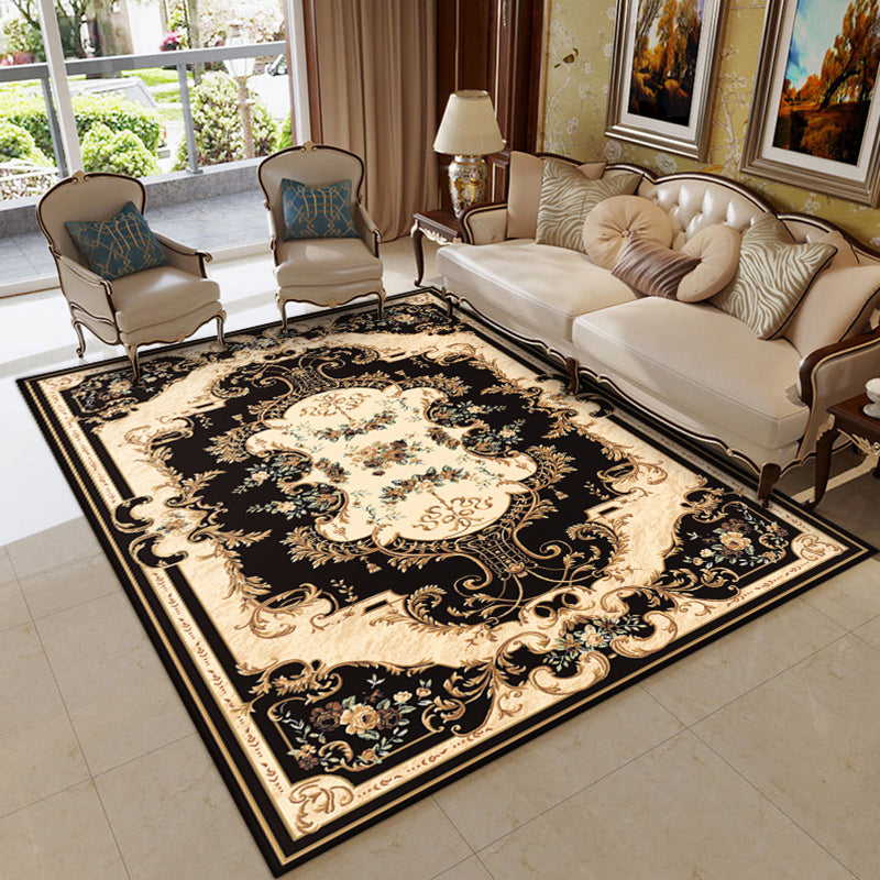 Navy Traditioneel gebied Rug medaillon patroon polyester gebied tapijt vlekbestendig tapijt voor woningdecoratie