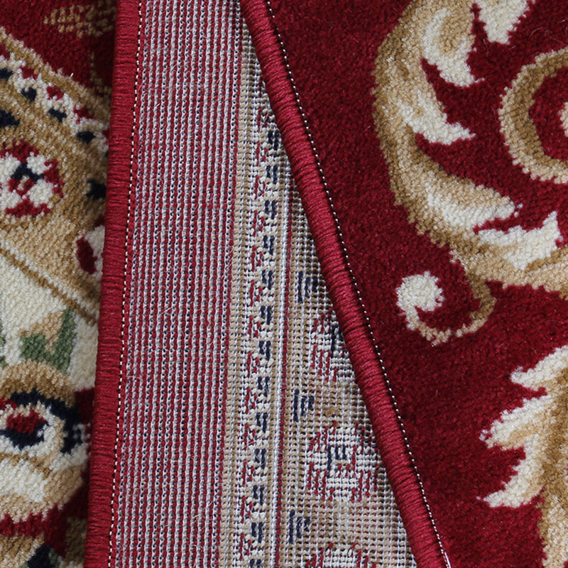 Beige Antique Area Carpet Polyester Medallion Print Area Rug Anti-Slip Area Rug for Drawing Room