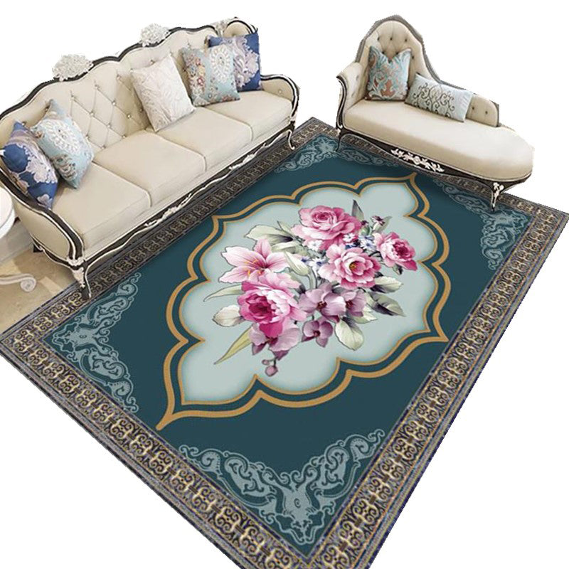 Vintage bruin gebied tapijtbloempatroon polyester gebied tapijt niet-slip achterste tapijt voor woonkamer