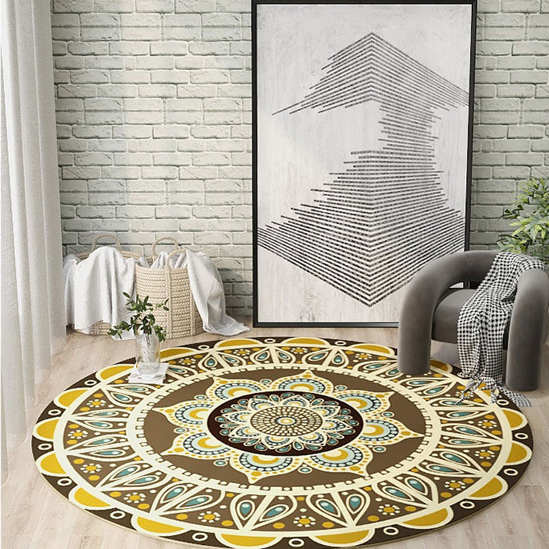 Alfombra de sala de estar elegante alfombra de área de poliéster de patrón antiguo