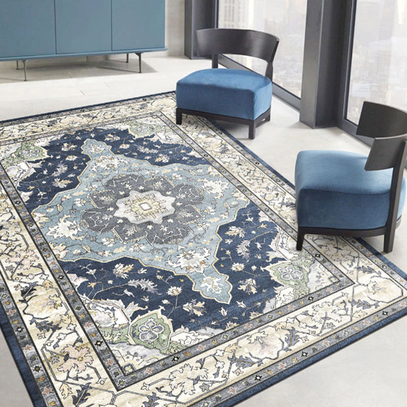 Chique medaillonpatroon Rug Gray Antique Area tapijt Non-slip achtergrondgebied Tapijt voor salon