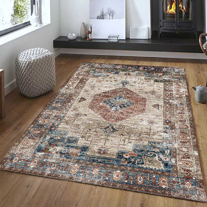 Chique medaillonpatroon Rug Gray Antique Area tapijt Non-slip achtergrondgebied Tapijt voor salon