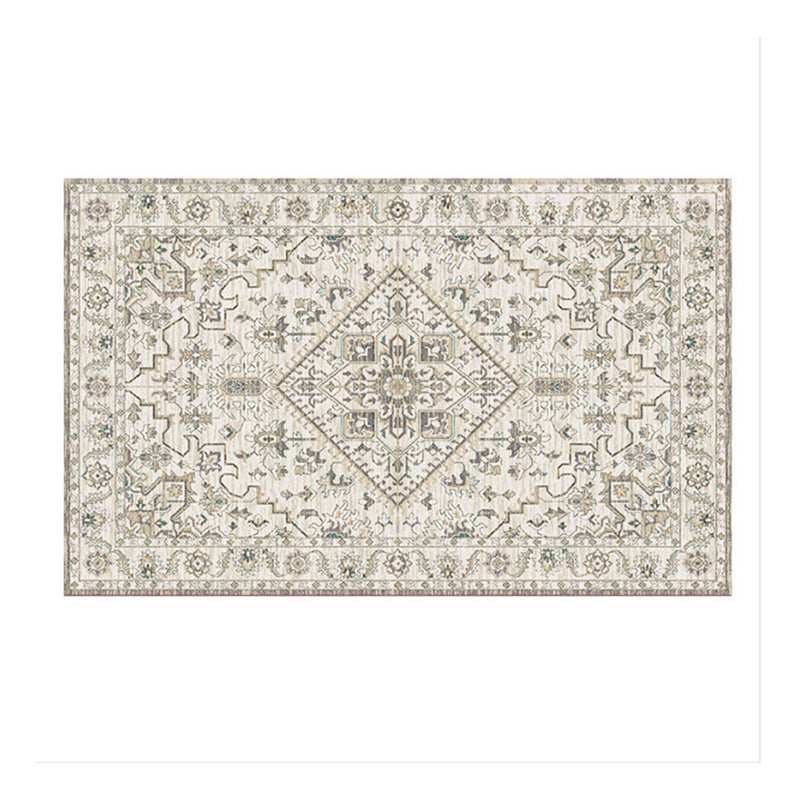 Red Traditional Area Rug Medallion Print Polyester Carpet Stain Resistant Area Rug for Home Decor