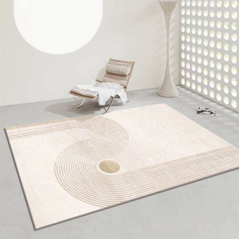 Apricot Modern Rug Geometric Pattern Polyester Area Rug Non-Slip Backing Rug for Home Decor
