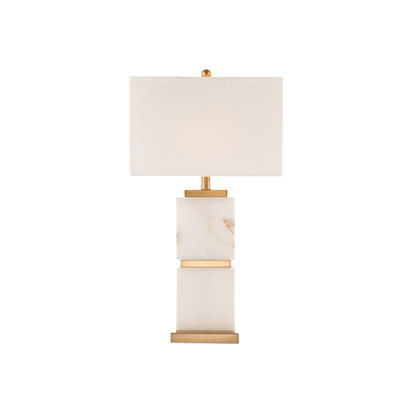 1 Kopf Wohnzimmer Schreibtisch hell modernistische weiße Nachttischlampe mit Rechteck Stoffton