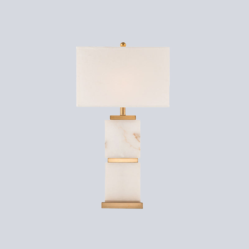 1 Kopf Wohnzimmer Schreibtisch hell modernistische weiße Nachttischlampe mit Rechteck Stoffton