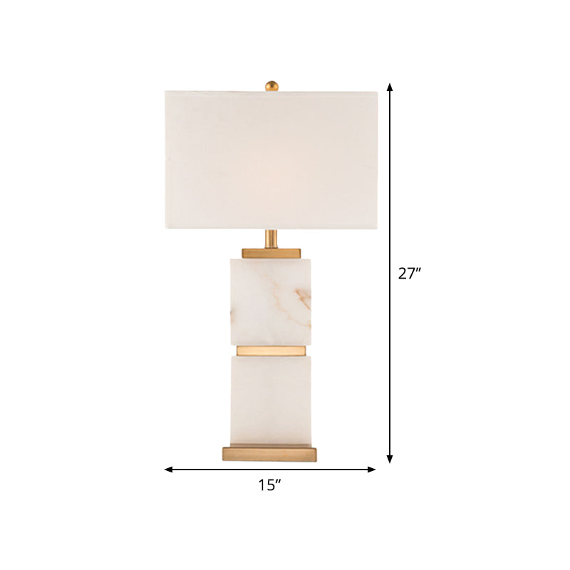 1 Kopf Wohnzimmer Schreibtisch hell modernistische weiße Nachttischlampe mit Rechteck Stoffton