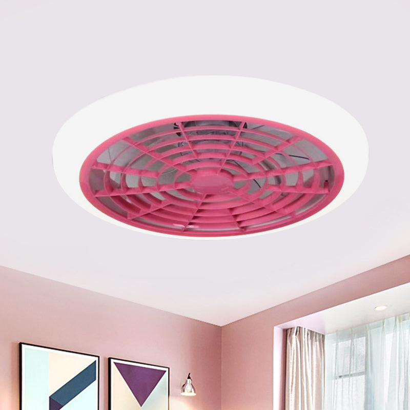 White/Pink/Blue LED Hanging ventilador de ventilador acrílico Donut Donut Semi Flush Monte Lámpara para sala de estar, 18 "W