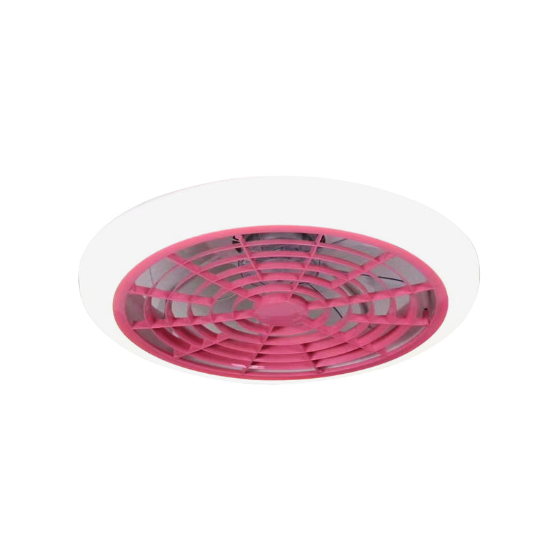 White/Pink/Blue LED Hanging ventilador de ventilador acrílico Donut Donut Semi Flush Monte Lámpara para sala de estar, 18 "W