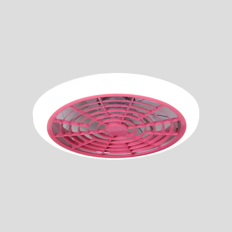 White/Pink/Blue LED Hanging ventilador de ventilador acrílico Donut Donut Semi Flush Monte Lámpara para sala de estar, 18 "W