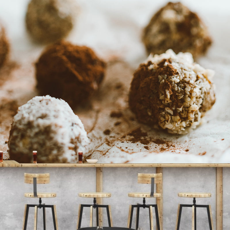 Customized Wall Mural Dessert with Chocolate Marshmallow Pattern Wallpaper Commerce Shop