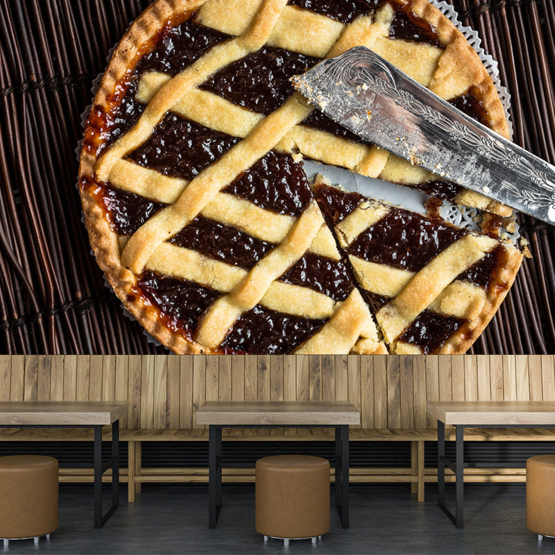 Modern Mural Dessert with Jam Pattern Wall Decor Environment Friendly for Dessert Shop