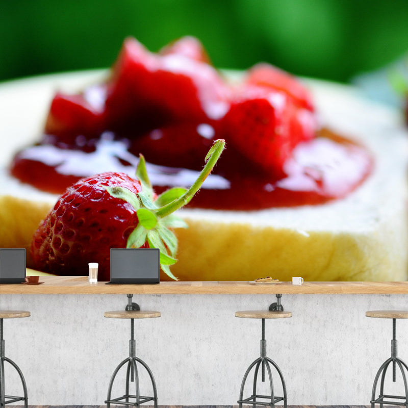 Modern Mural Dessert with Jam Pattern Wall Decor Environment Friendly for Dessert Shop