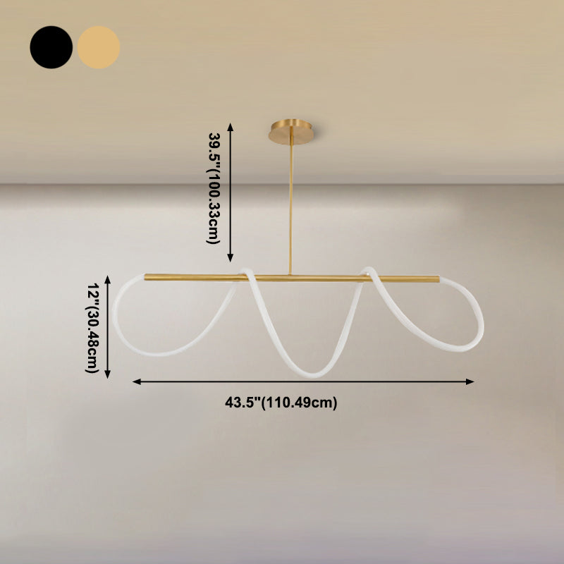 Modern Hanging Lamp Metal Linear Island Chandelier Lights for Dining Room