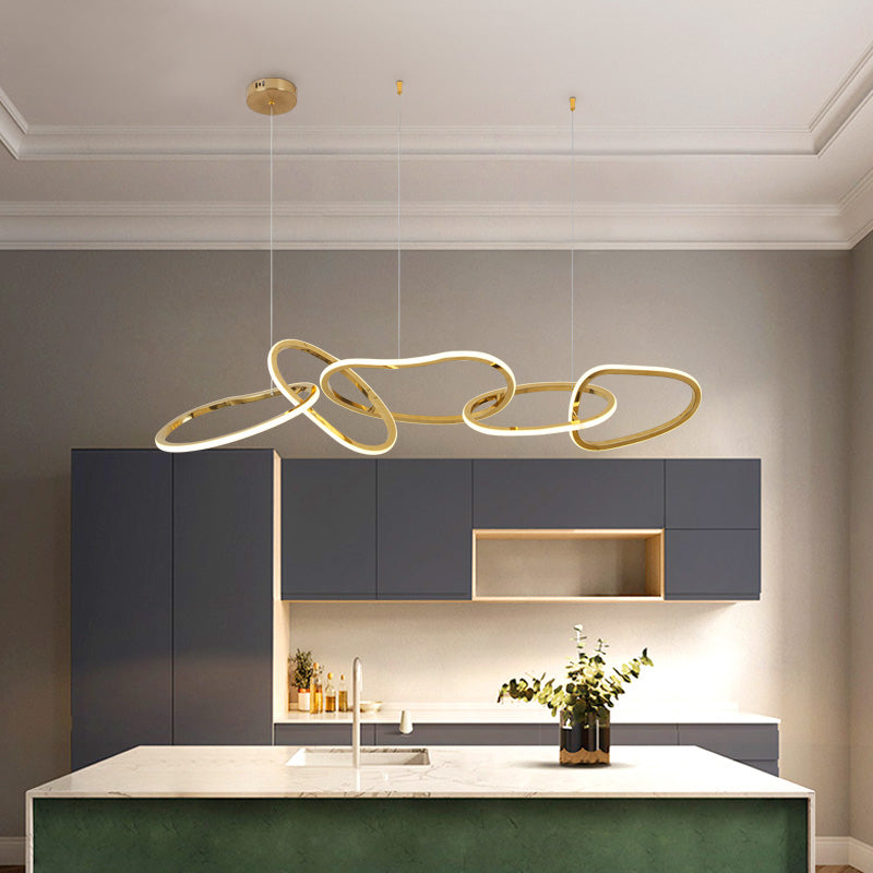 Modern Metal Chandelier Lamp Geometric LED Island Pendant for Dining Room