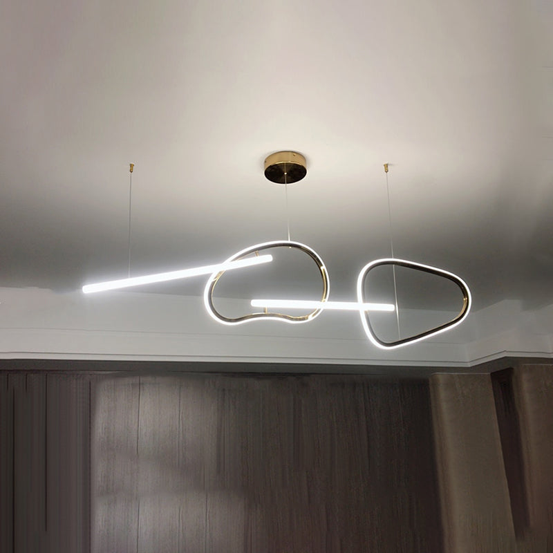 Modern Metal Chandelier Lamp Geometric LED Island Pendant for Dining Room