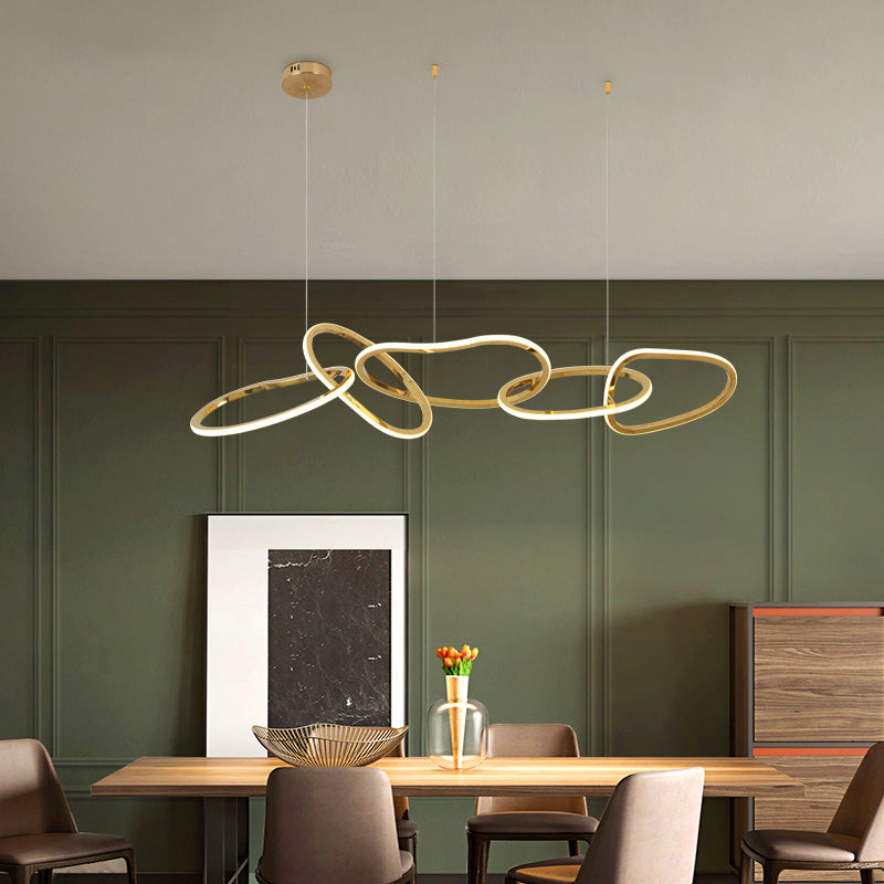 Modern Metal Chandelier Lamp Geometric LED Island Pendant for Dining Room