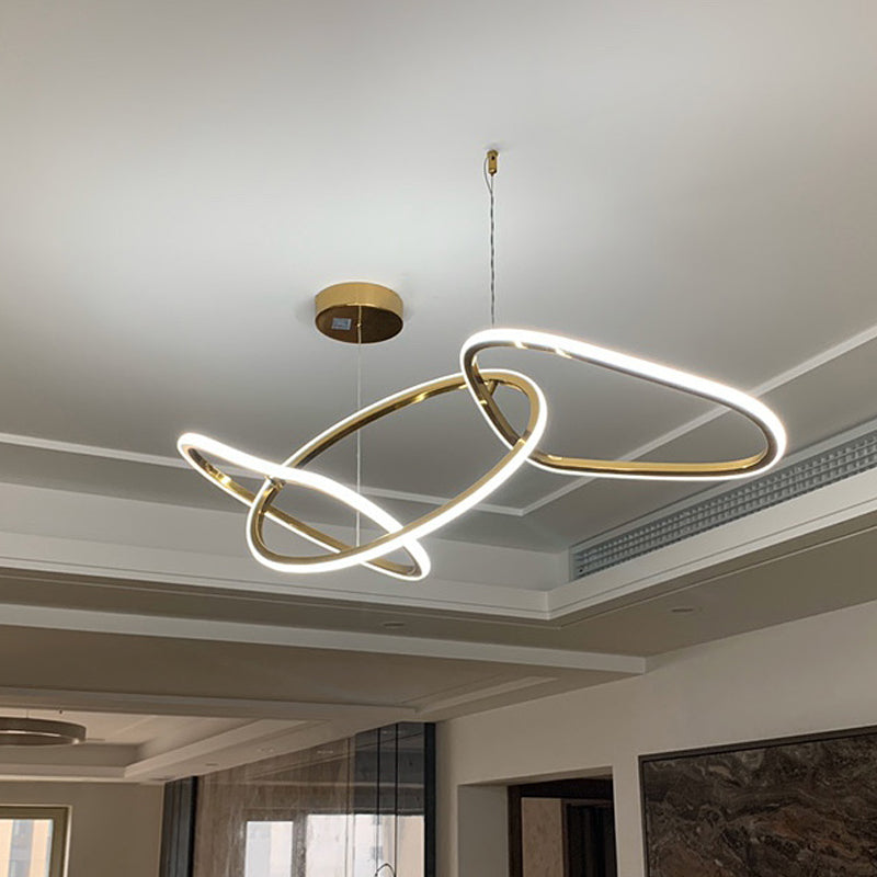 Modern Metal Chandelier Lamp Geometric LED Island Pendant for Dining Room