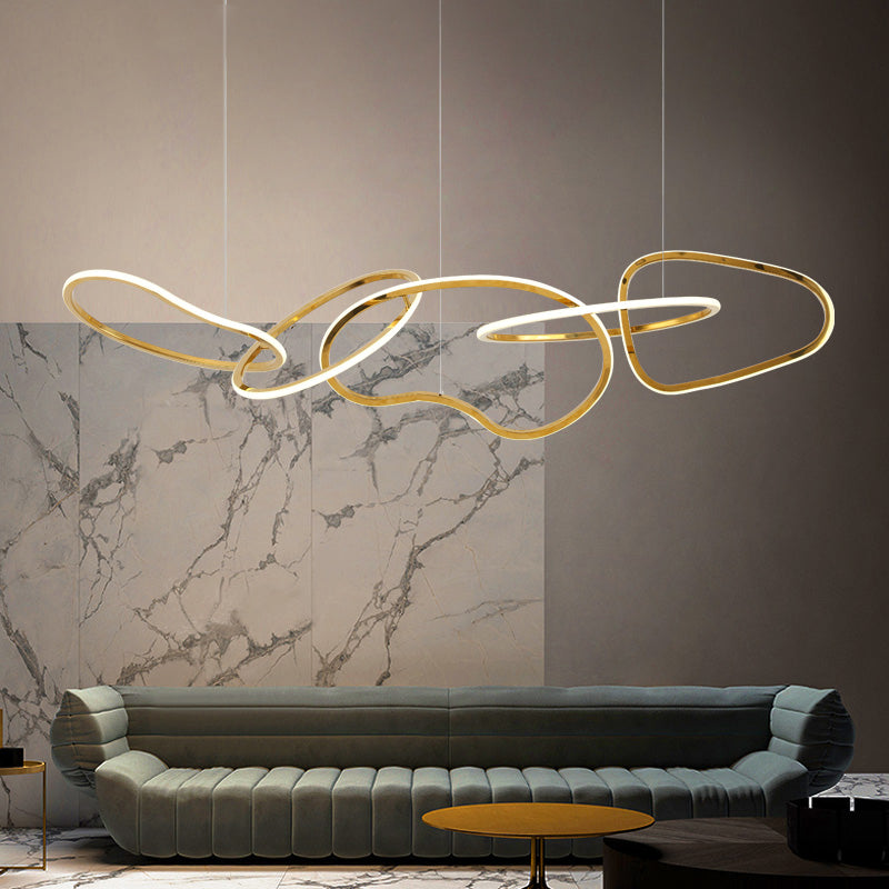 Modern Metal Chandelier Lamp Geometric LED Island Pendant for Dining Room