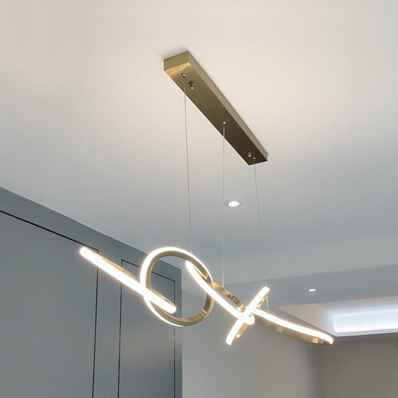 Modern Metal Chandelier Lamp Geometric LED Island Pendant for Dining Room