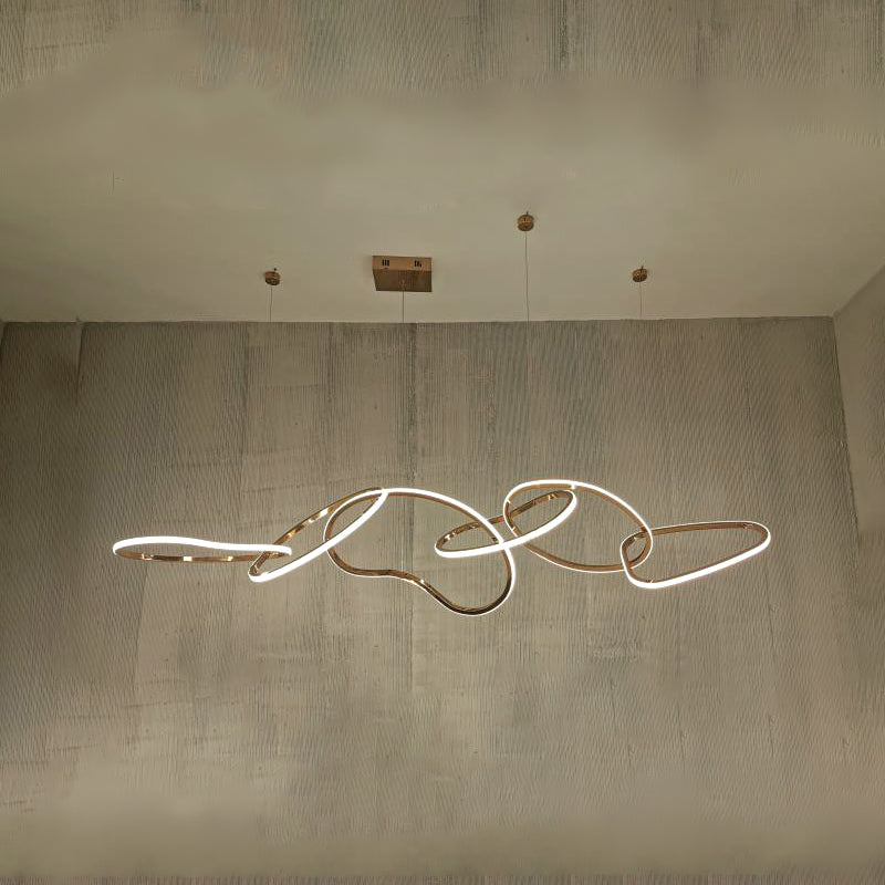 Modern Metal Chandelier Lamp Geometric LED Island Pendant for Dining Room